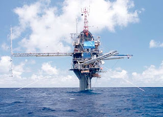 FLIP is the only stableplatform of its type in the world, having the unique ability to flipfrom the horizontal position to the vertical position while at sea.When in the vertical position, FLIP has a draft of 300 feet.  Thisunique science platform is a valuable resource for oceanographicresearchers world wide.Navy photo.-- 