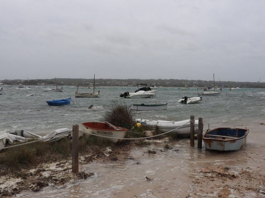 El vendaval obliga a cerrar los puertos pitiusos y derriba luces navideñas en Ibiza